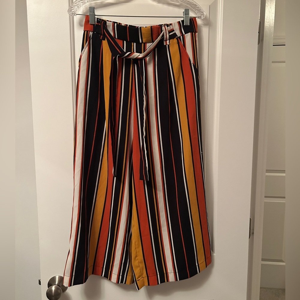 Zara Multicolor Striped Trousers with Belt